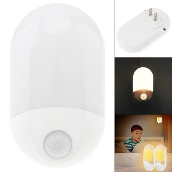 Plug-in LED Nakties Šviesa su Judesio Jutiklis PIR Žmogaus Aktyvuotas Sienos Lempos dega Miegamojo, Vonios, Virtuvės, Prieškambario Apšvietimas
