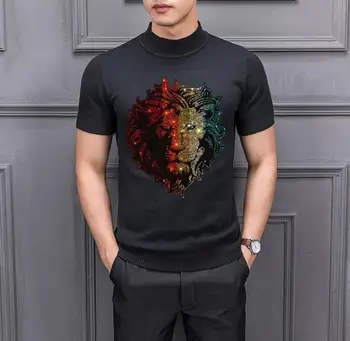 Polo marškinėliai, kalnų krištolas Hip-Hop Streetwear dizaineris trumpomis rankovėmis megztinis
