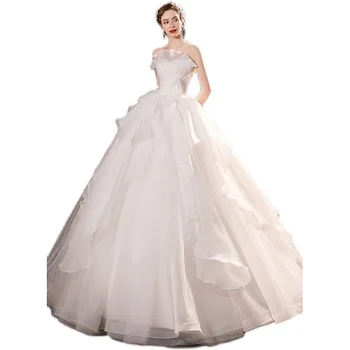 Prancūzų Romantikų Mados Suknelė Išskirtinį Žiedlapis Vamzdžio Viršaus Bridal Vestuvinė Suknelė