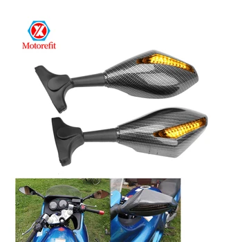 Pusė Motociklo galinio vaizdo Veidrodis, Motociklų Aksesuarai, Motociklų LED Posūkio Signalo Veidrodėliai Pora posūkių žibintai