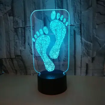 Pėdsaką 3D LED Nakties Šviesos Spalvinga Jutiklinis Nuotolinio Stalo Lempa Vaikams, Kūdikio Kambarys Dekoro 3D Miega Naktį Lempos Gimtadienio Švenčių Dovanos
