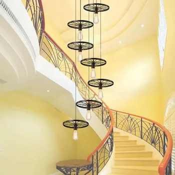 Ratų Liustra Loft American Retro Kūrybinė Asmenybė Spiraliniai Laiptai Kambarį Kavinė Restoranas, Baras Kaustytomis Geležies