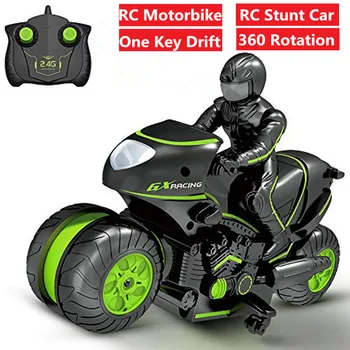 RC Stunt Motociklo RC dirft Automobilių Elektros Mini Motociklas Nuotolinio Valdymo Motociklą 360 laipsnių sukimosi kairėn, dešinėn drift Car žaislas