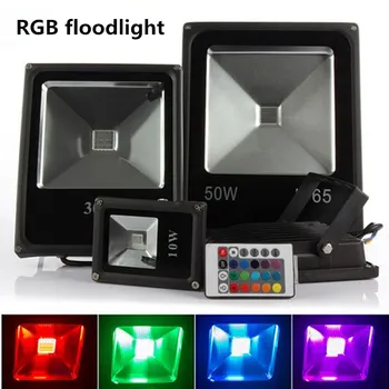 RGB LED Potvynių Šviesos Lauko Prožektorius 10W 20W 30W 50W 100W Led Prožektorius 16 Spalvų AC200-240V Atšvaitas Led atspari Vandeniui IP65