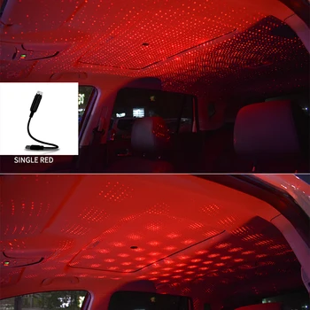 Romantiška LED Žvaigždėtas Dangus Naktį Šviesos 5V USB Galaxy Lempa Automobilio Stogo Kambario Lubų Dekoro Plug and Play Atmosfera Aplinkos Projektorius