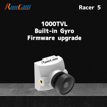 RunCam Racer 5 Balta FPV Kamera Drone 1000TVL įmontuotą Giroskopą Integruotas OSD Lenktynių Cam Quadcopter