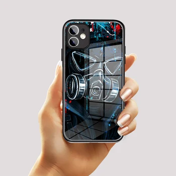 Ryškiai Juodas Viršelis Kietas Vyras Antigas kaukė Telefono dėklas Grūdintas Stiklas iPhone 12 Pro Max Mini 11 Pro XR XS MAX 8 X 7 6S 6 Plius
