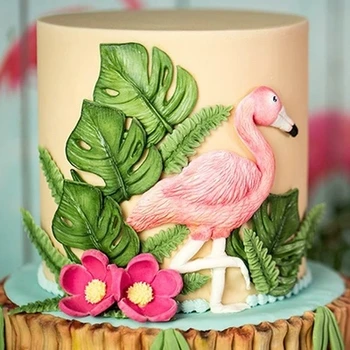 Silikoninis Minkštas Pyragas Pelėsių Flamingo Papūga Minkštas Pelėsių Atogrąžų Lapų Formų Minkštas Pyragas Pelėsių C Calla Lily Paparčio Lapų Ir Bambuko