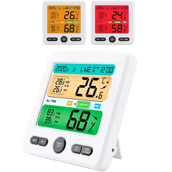 Skaitmeninė Oro Stotis Patalpų Termometras su Drėgmėmačiu Temperatūros Drėgmės Matuoklis Žadintuvas Kalendorius Laikrodis su LCD Spalvotas Ekranas