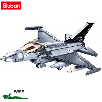 Sluban Karinių Oro Pajėgų Ginklų F-16C Falcon Kovotojas Blokai Šiuolaikinių Karo Lėktuvų modelių Plytų Nustato Žaislų mergaitėms Dovanų