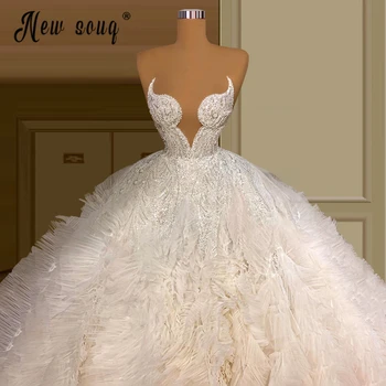 Spalvingas Kamuolys Suknelė Vestuvių Suknelė Zawalcowany Kristalais Vestuvinės Suknelės 2023 Arabų Brangioji Vestido De Novia Plius Dydis