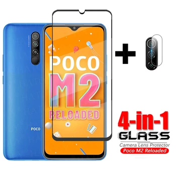 Stiklo Xiaomi Poco M2 Reloaded Visiškai Padengti Grūdinto Stiklo Poco M2 Reloaded M3 Telefono Screen Protector, Vaizdo Kameros Apsauginė Stiklo