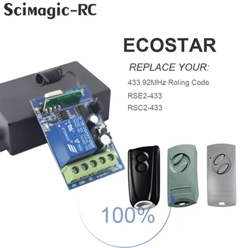 Už ECOSTAR RSE2 RSC2 Nuotolinio Valdymo Jungiklis Vartai Opener 433.92 mhz 1CH 12V 24V Pakeitimo ECOSTAR Garažo Durų Imtuvas
