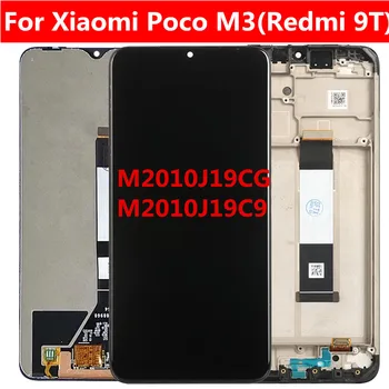 Už Xiaomi Poco M3 LCD Ekranas Jutiklinis Ekranas skaitmeninis keitiklis komplektuojami su Rėmo Redmi 9T J19S M2010J19SG LCD 6.53