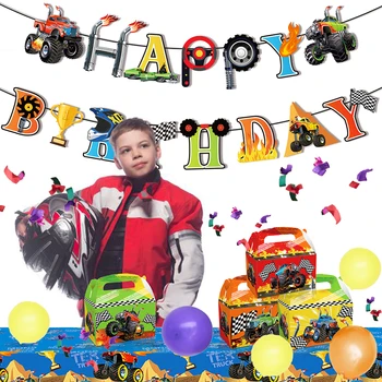 Vaikams, Cartoon Lenktynių Monstras Sunkvežimių Automobilių Žaidimas Birthday Party Sienos Kabo Raštas Reklama Starta Kūdikio Dušas Šalis Papuošalai