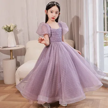 Vaikų Inscenizacija Suknelė Šviesiai violetinė Merginos Princesė Ilga Suknelė, Vaikams, Suknelės naujos Puošnios Kūdikių Mergaičių Suknelė vestuvės Dress