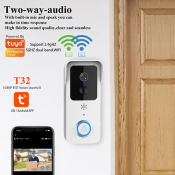 Vaizdo Doorbell 5G Dual Wifi Lauko Durys Bell Vandeniui IP65 Baterija Domofonas Smart Home Belaidžio Duris Telefono Kamera