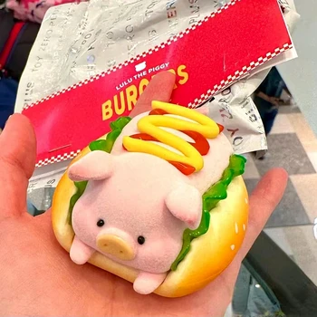 VALGYTI LULU Piggy Hotdog Pav Dešra, Sumuštinis su Kiaulienos Ornamentu Duona Mėsainiai Piggy Maisto Miniatiūrų Statulėlės Meno Žaislas Mielas Modelis