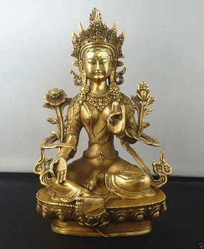 Vario Budizmas Tibeto-Statula, Dievas Kwan-yin Budos Statula, Žalioji Tara, 21cm /