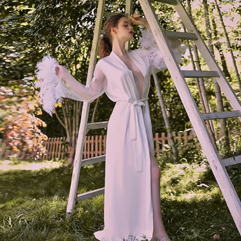 Vasaros Nėriniai Sleepwear Skraiste moteriška ilga Suknelė Kietas Gėlių Kimono Chalatas Moterims Seksuali moteris nightie Robeswomen padažu suknelė