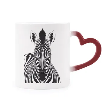 Vienas Paprastas Zebra Gyvūnų Morphing Puodelis Šilumos Jautrus Raudona Širdis, Taurė