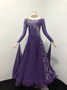 Violetinė Pramoginiai Konkurenciją Šokių Suknelės Suaugusiųjų Aukštos Kokybės Valsas Šokis Sijonas 2022 Naujas Lady ' s Standartinių Sportinių Šokių Suknelė