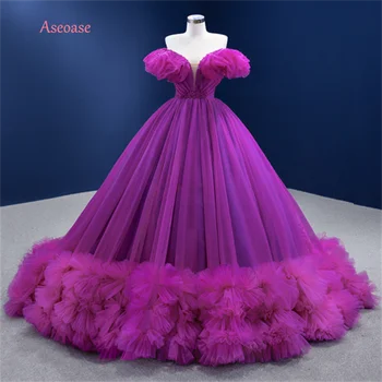 Violetinė Quinceanera Suknelės Kamuolys Suknelė Nuo Peties Tiulio Perlai Pakopų Meksikos Saldus 16 Suknelės 15 Anos