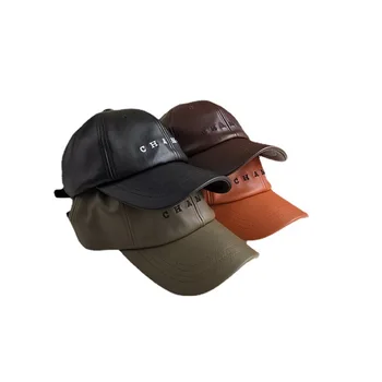 Vyrų, Moterų PU Odos, Beisbolo kepuraitės Prabangos Prekės ženklo Dizainas Laišką Snapback Skrybėlės Naujas Mados