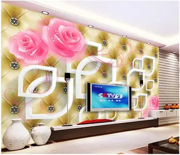 WDBH užsakymą freskos 3d foto tapetai ant sienos Rose minkštas paketas, TV foną, sienos 3d sienų freskomis tapetai už kambarį