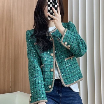 Xiaoxiangfeng paltai moterims pavasario 2022 mados tendencija nauji moteriški drabužiai haute couture žalia