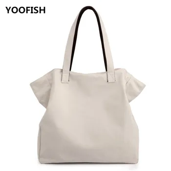 YOOFISH Naujas klasikinis moterų maišas atsitiktinis drobė maišelis didelės talpos pečių maišą ponios rankinėje XZ-092 Nemokamas Pristatymas.