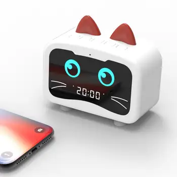 Įkrovimo Stalo Laikrodis Muziką Signalizacijos LED Laikrodis Vaikams Animacinių filmų Katės Formos 