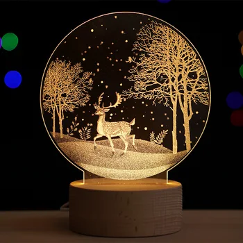 Šiuolaikinės Medienos 3D Led Nakties Šviesos Kalėdų Vaikų Dovanų Naktį Lempos Šviestuvai Astronautas Naktiniai staleliai, lempa Miegamojo Puošmena Lempos