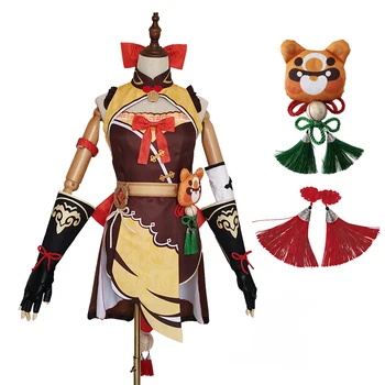 Žaidimas Genshin Poveikio Xiangling Cosplay Kostiumai, Perukai, Batai Anime Moterų Dress Helovinas Šalis Apranga Vienoda Užsakymą Pagaminti Kostiumai